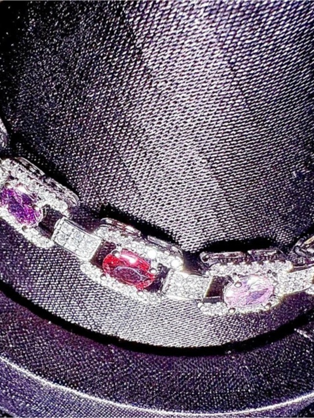 18kt White Gold Plated Multicolor Rhinestone Bracelet. Extension Link. 7”.New.